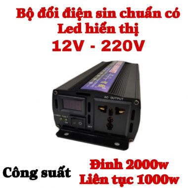 Bộ Đổi Điện Sin Chuẩn 2000W 12V Sang 220V Led Hiển Thị, ZX 12V-2000V Led
