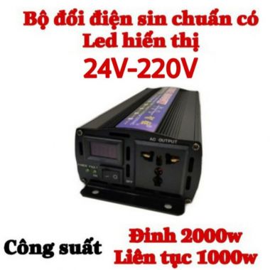 Bộ Đổi Điện Sin Chuẩn 2000W 24V Sang 220V Led Hiển Thị, ZX 24V-2000W
