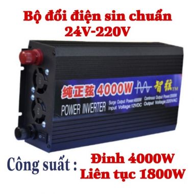 Bộ Đổi Điện Sin Chuẩn 4000W 24V Sang 220V Led Hiển Thị, ZX 24V-4000W