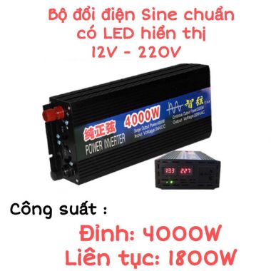 Bộ Đổi Điện Sin Chuẩn 4000W 12V Sang 220V, ZX 12V-4000W